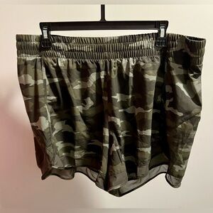 Athleta Camo Athletic Shorts in Olive Green and Black